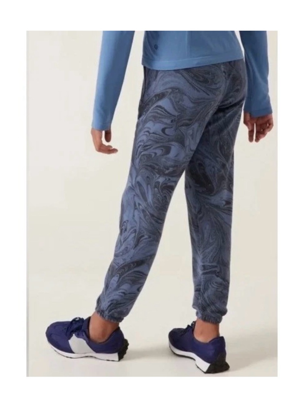 Athleta Girl Blue Black Marble Swirl Jogger Sweatpants Gym Lounge Size Large/12
